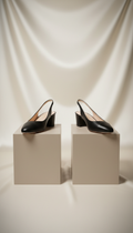 Black Leather Slingback Pump