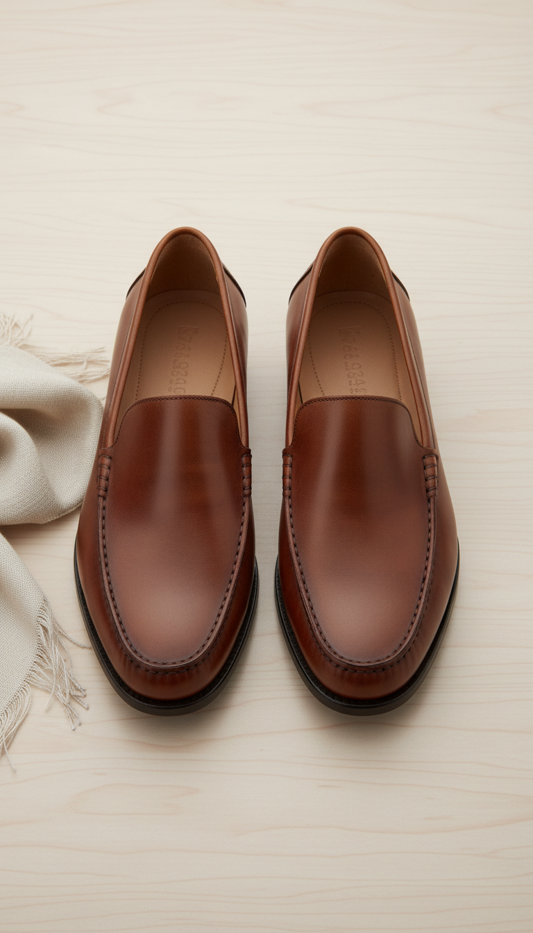 Chestnut Leather Designer Loafers