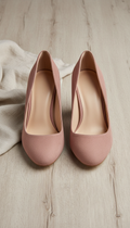 Dusty Rose Suede Block-Heel Pumps