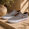 Gray Herringbone & Suede-Trim Low-Top Sneakers