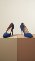 Blue Suede Pointed-Toe Heel
