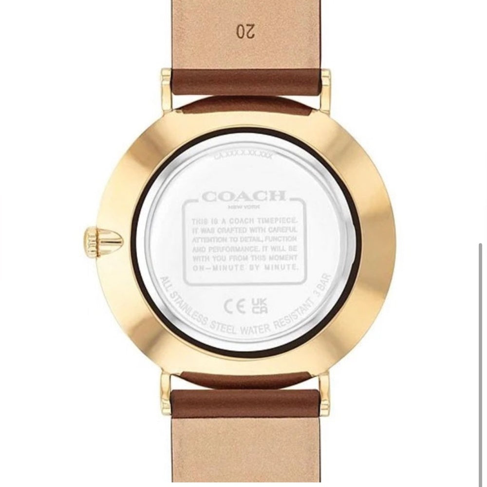 Navy Dial Gold-Tone Leather Strap Watch