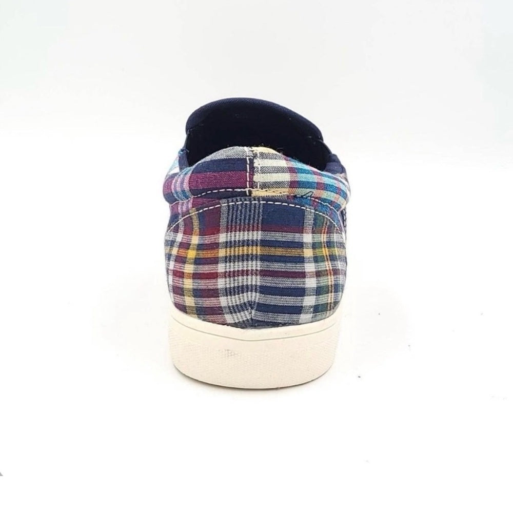 Multicolor Cotton Canvas Plaid Slip-On Sneakers