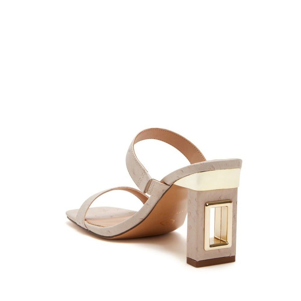 Light Beige Embossed Sculptural Hollow-Heel Sandals