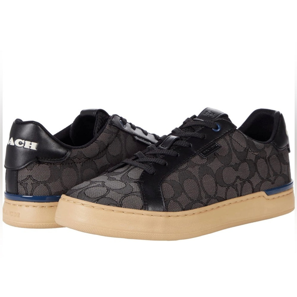 Grey Signature Jacquard & Leather Low-Top Sneakers