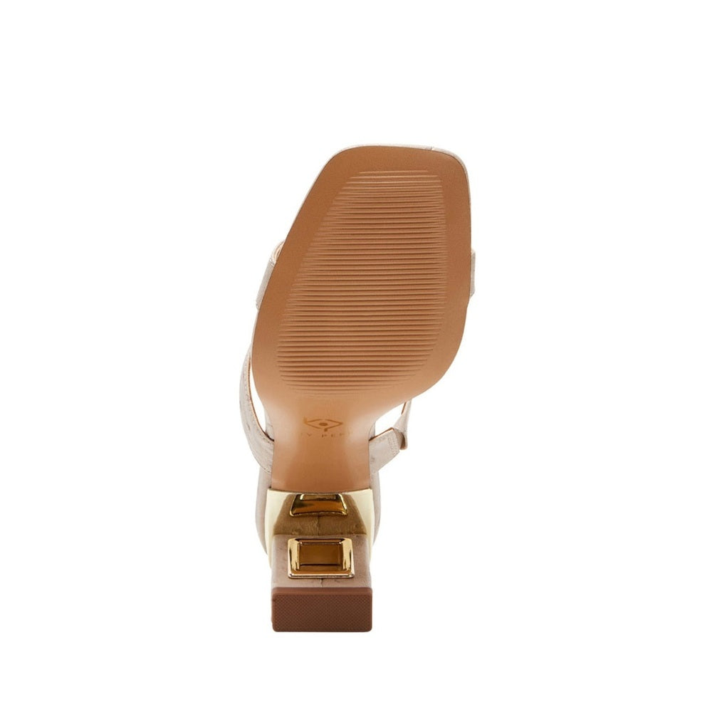 Light Beige Embossed Sculptural Hollow-Heel Sandals