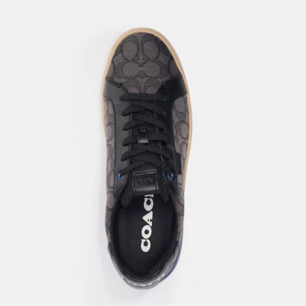 Grey Signature Jacquard & Leather Low-Top Sneakers
