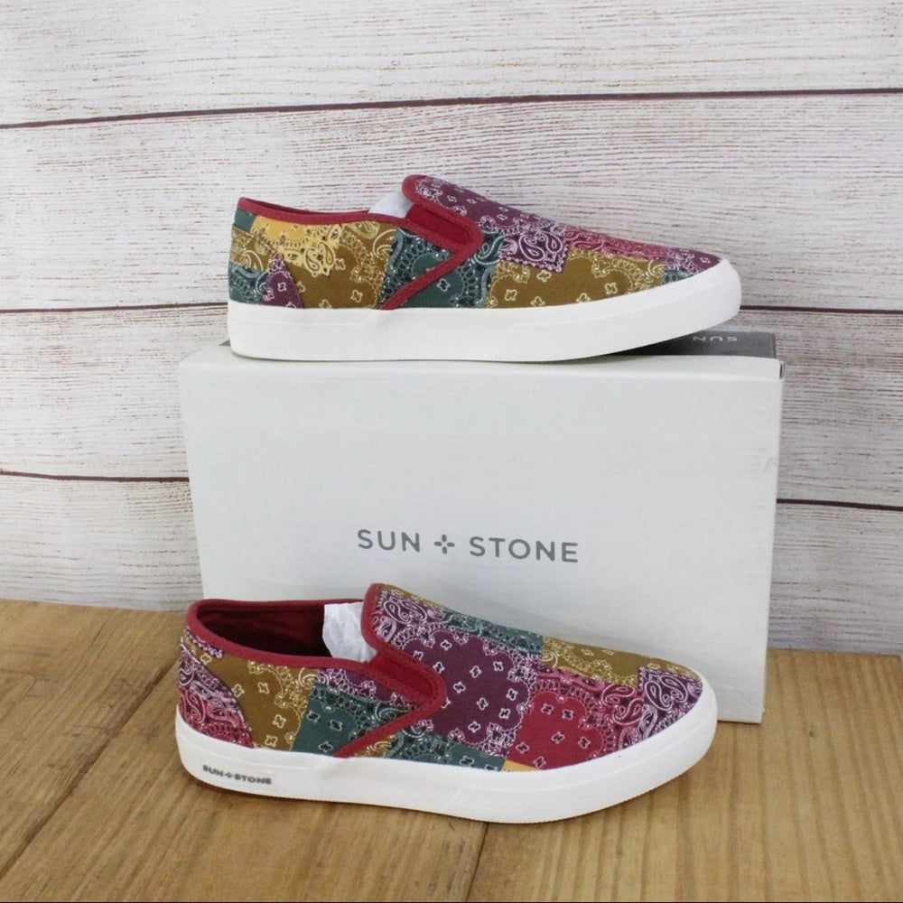 Multicolor Bandana Print Canvas Slip-On Sneakers