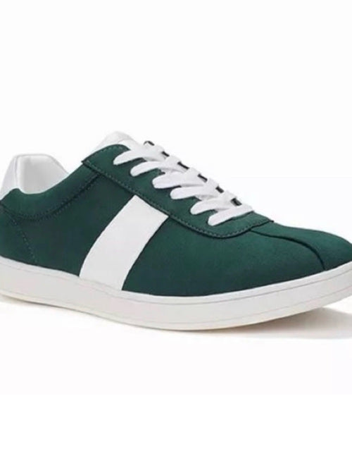 Forest Green Faux Suede Side-Stripe Low-Top Sneakers