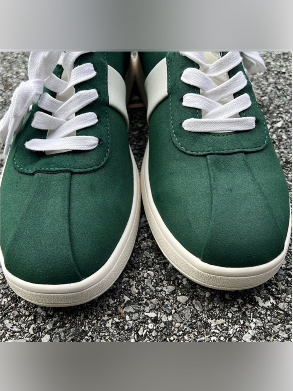 Forest Green Faux Suede Side-Stripe Low-Top Sneakers