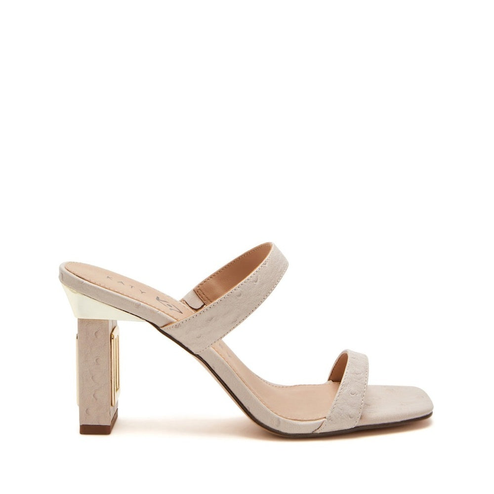 Light Beige Embossed Sculptural Hollow-Heel Sandals