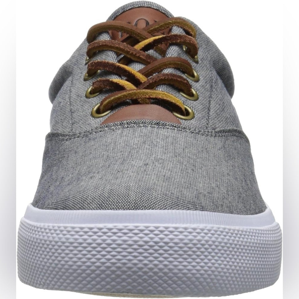 Gray Herringbone & Suede-Trim Low-Top Sneakers