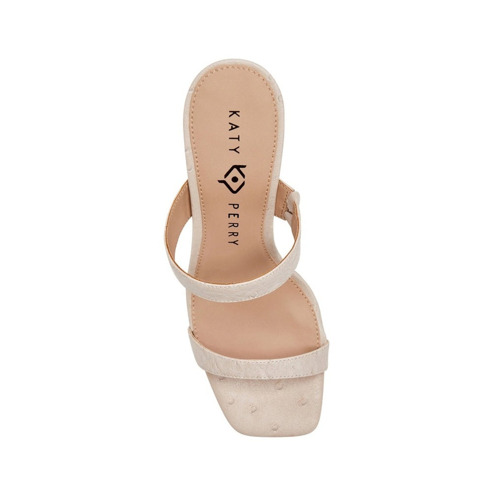 Light Beige Embossed Sculptural Hollow-Heel Sandals