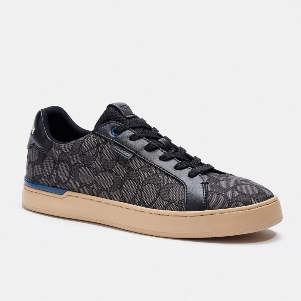 Grey Signature Jacquard & Leather Low-Top Sneakers