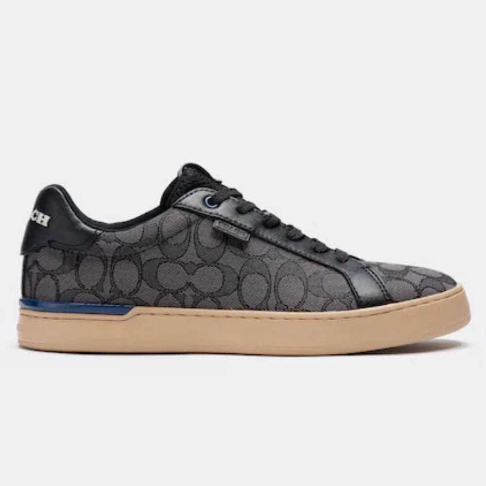 Grey Signature Jacquard & Leather Low-Top Sneakers