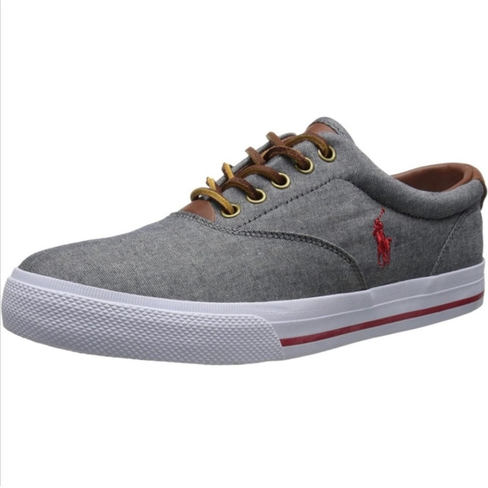 Gray Herringbone & Suede-Trim Low-Top Sneakers