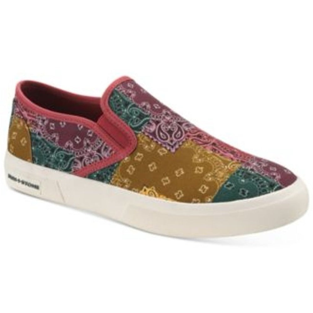 Multicolor Bandana Print Canvas Slip-On Sneakers